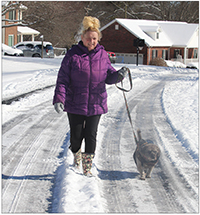 Taking Susie for a stroll in the snow!