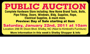 PUIBLIC AUCTION JANUARY 22, 2011